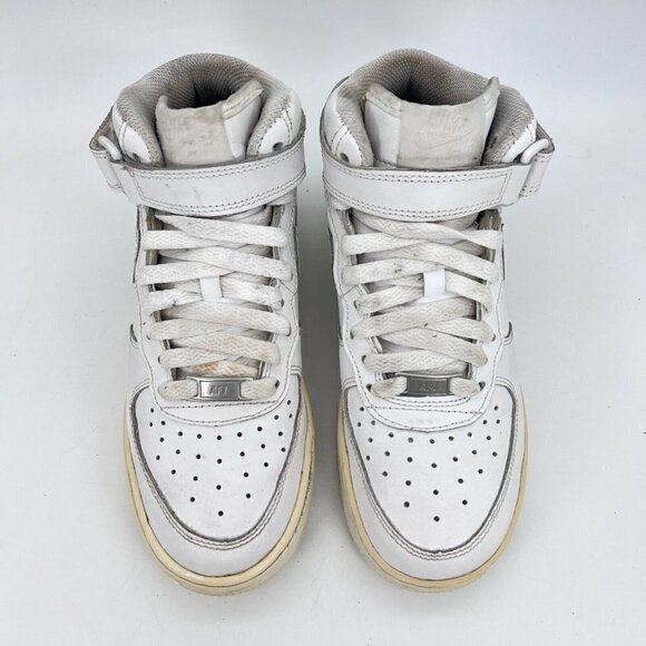 Nike Air Force 1 Mid Af1 Triple White Youth Sneaker Shoes 314195-113 Size 4Y - Picture 4 of 12
